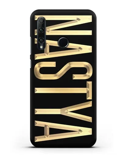 Чехол с именем, фамилией с золотой надписью силиконовый для Honor 20e