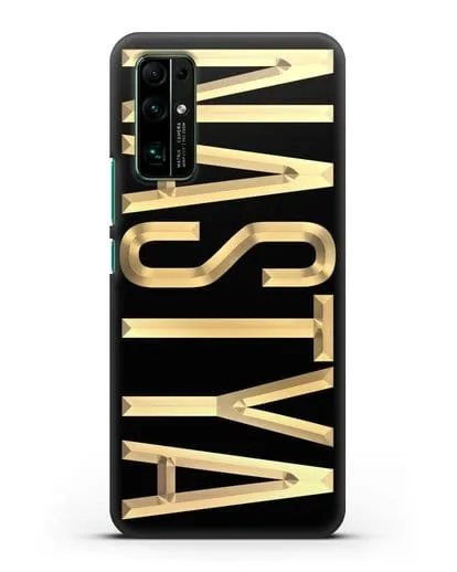 Чехол с именем, фамилией с золотой надписью силиконовый для Honor 30