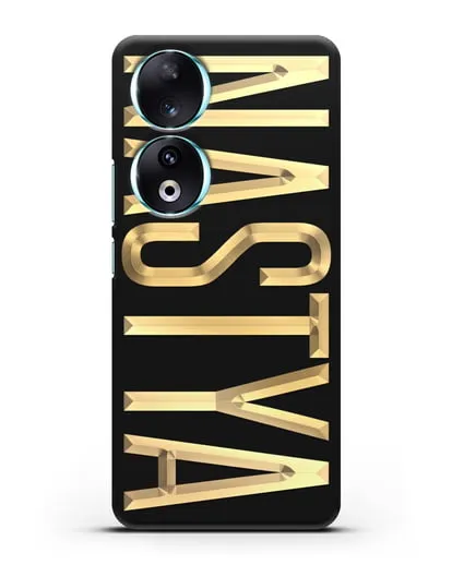 Чехол с именем, фамилией с золотой надписью силиконовый для Honor 90