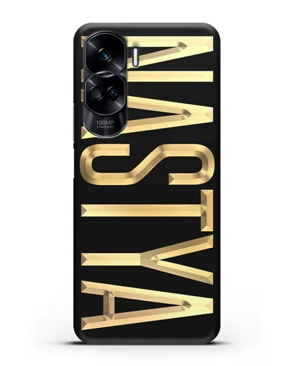 Чехол с именем, фамилией с золотой надписью силиконовый для Honor 90 Lite