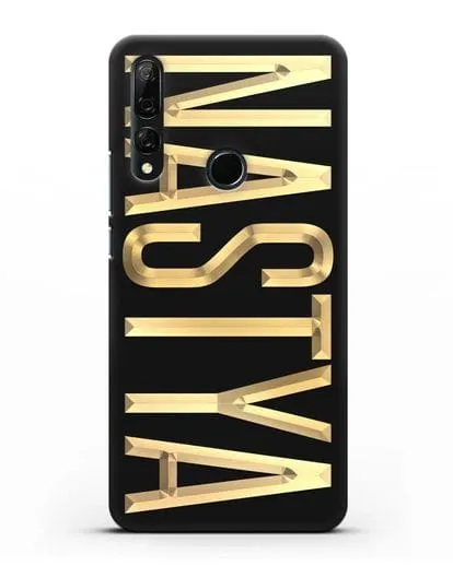 Чехол с именем, фамилией с золотой надписью силиконовый для Honor 9X