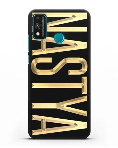 Чехол с именем, фамилией с золотой надписью силиконовый для Honor 9X lite