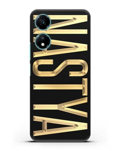 Чехол с именем, фамилией с золотой надписью силиконовый для Honor X5 Plus