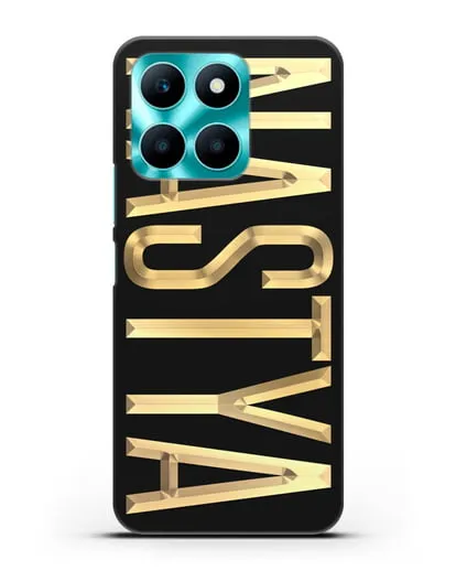 Чехол с именем, фамилией с золотой надписью силиконовый для Honor X6a