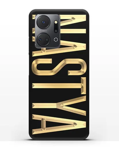 Чехол с именем, фамилией с золотой надписью силиконовый для Honor X7a