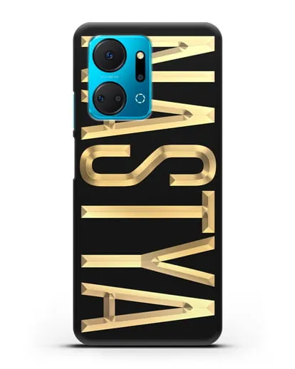 Чехол с именем, фамилией с золотой надписью силиконовый для Honor X7a Plus