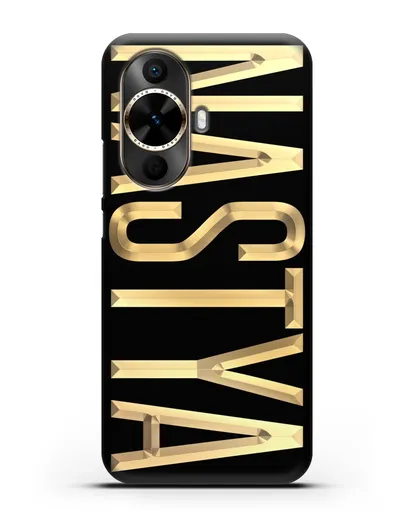 Чехол с именем, фамилией с золотой надписью силиконовый для Huawei Nova 12s