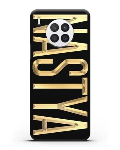 Чехол с именем, фамилией с золотой надписью силиконовый для Huawei Nova 8i