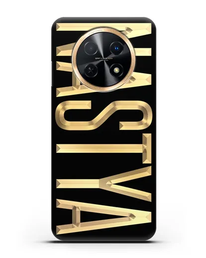 Чехол с именем, фамилией с золотой надписью силиконовый для Huawei Nova Y91