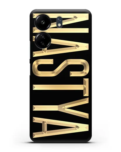 Чехол с именем, фамилией с золотой надписью силиконовый для Xiaomi Poco C65
