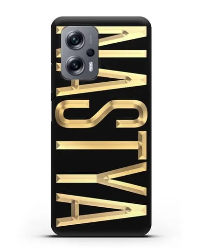 Чехол с именем, фамилией с золотой надписью силиконовый для Xiaomi Poco X4 GT