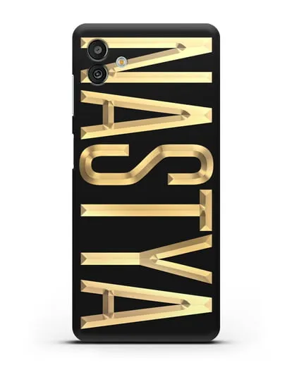 Чехол с именем, фамилией с золотой надписью силиконовый для Samsung Galaxy M13 [SM-M135]