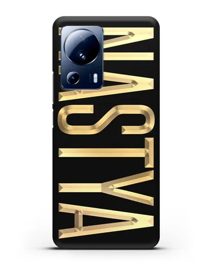 Чехол с именем, фамилией с золотой надписью силиконовый для Xiaomi 13 Lite