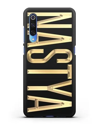 Чехол с именем, фамилией с золотой надписью силиконовый для Xiaomi Mi 9