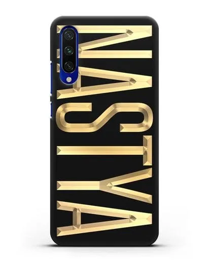 Чехол с именем, фамилией с золотой надписью силиконовый для Xiaomi Mi A3