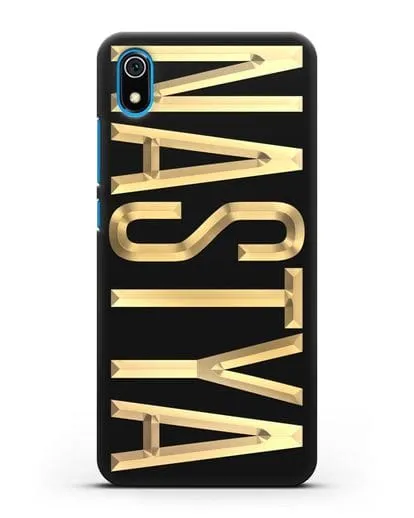 Чехол с именем, фамилией с золотой надписью силиконовый для Xiaomi Redmi 7A