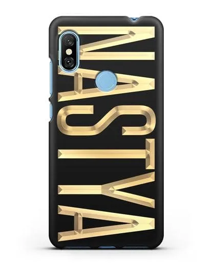 Чехол с именем, фамилией с золотой надписью силиконовый для Xiaomi Redmi Note 6 Pro