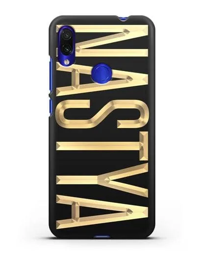 Чехол с именем, фамилией с золотой надписью силиконовый для Xiaomi Redmi Note 7