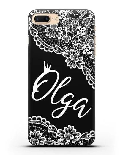 Именной чехол Венецианское кружево с короной силиконовый для iPhone 8 Plus