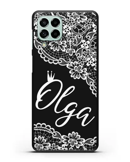 Именной чехол Венецианское кружево с короной силиконовый для Samsung Galaxy M53 [SM-M536]