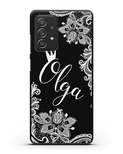 Именной чехол Фламандское кружево с короной силиконовый для Samsung Galaxy A53