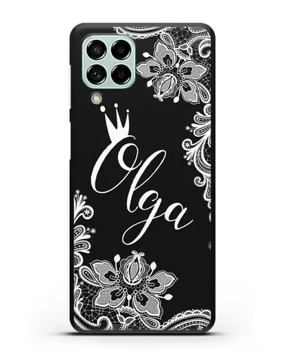 Именной чехол Фламандское кружево с короной силиконовый для Samsung Galaxy M53 [SM-M536]