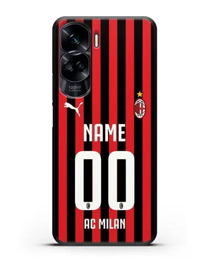 Именной чехол ФК Милан с фамилией и номером силиконовый для Honor 90 Lite