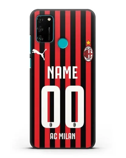 Именной чехол ФК Милан с фамилией и номером силиконовый для Honor 9A