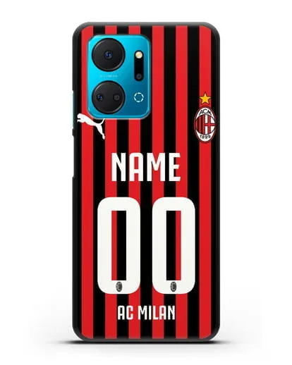 Именной чехол ФК Милан с фамилией и номером силиконовый для Honor X7a Plus