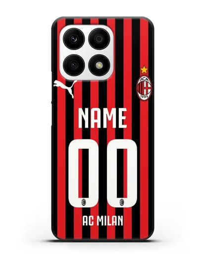 Именной чехол ФК Милан с фамилией и номером силиконовый для Honor X8a