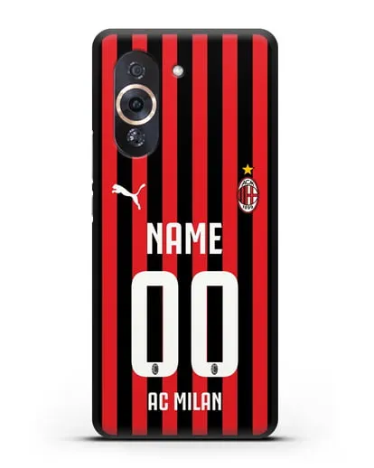 Именной чехол ФК Милан с фамилией и номером силиконовый для Huawei Nova 10