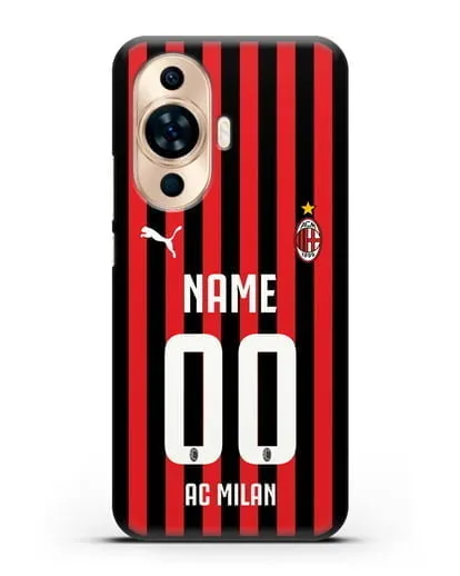 Именной чехол ФК Милан с фамилией и номером силиконовый для Huawei Nova 11