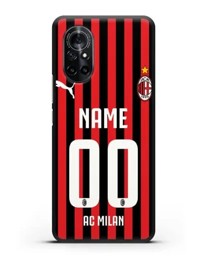 Именной чехол ФК Милан с фамилией и номером силиконовый для Huawei Nova 8