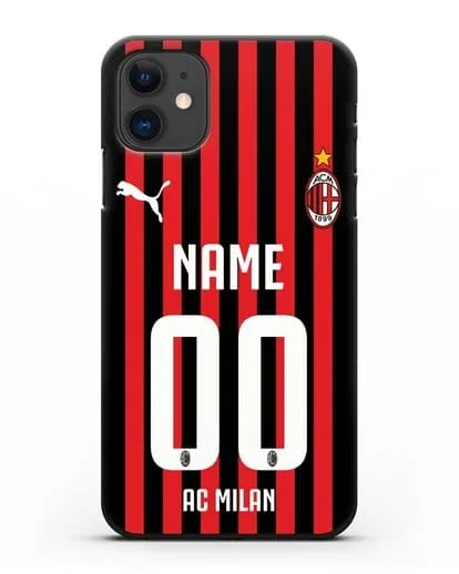 Именной чехол ФК Милан с фамилией и номером силиконовый для iPhone 11