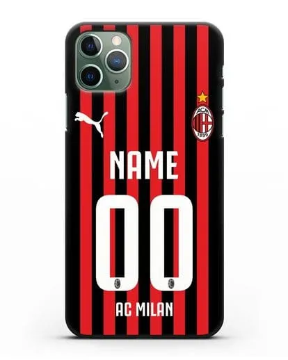 Именной чехол ФК Милан с фамилией и номером силиконовый для iPhone 11 Pro