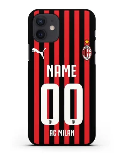 Именной чехол ФК Милан с фамилией и номером силиконовый для iPhone 12