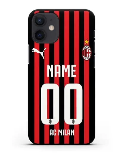 Именной чехол ФК Милан с фамилией и номером силиконовый для iPhone 12 mini