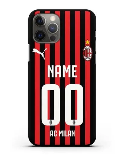 Именной чехол ФК Милан с фамилией и номером силиконовый для iPhone 12 Pro