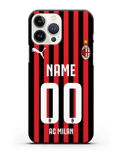 Именной чехол ФК Милан с фамилией и номером силиконовый для iPhone 13 Pro Max