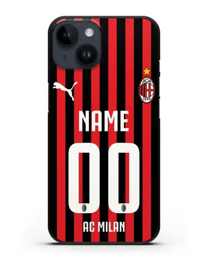 Именной чехол ФК Милан с фамилией и номером силиконовый для iPhone 14