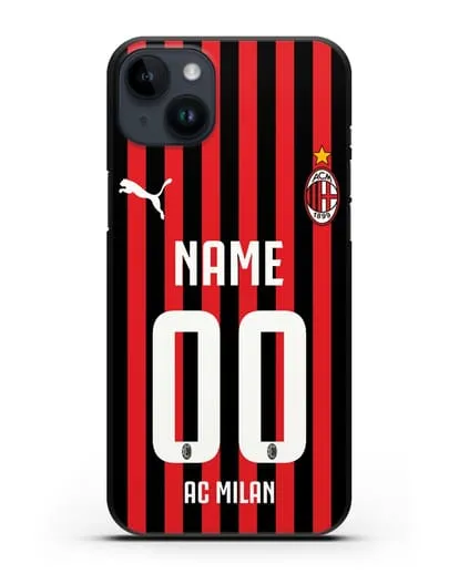 Именной чехол ФК Милан с фамилией и номером силиконовый для iPhone 14 Plus