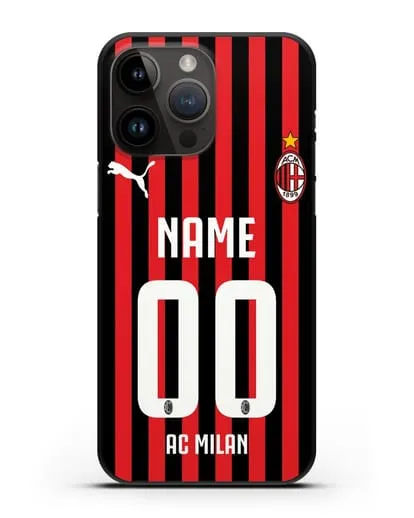Именной чехол ФК Милан с фамилией и номером силиконовый для iPhone 14 Pro Max