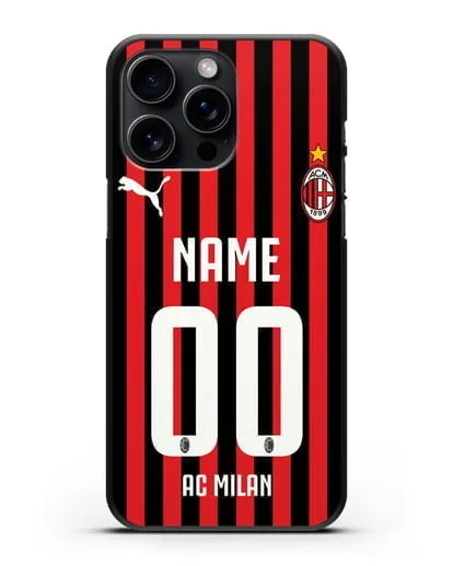 Именной чехол ФК Милан с фамилией и номером силиконовый для iPhone 15 Pro Max