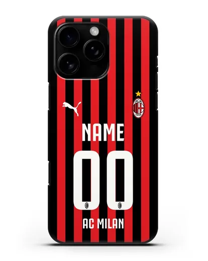 Именной чехол ФК Милан с фамилией и номером силиконовый для iPhone 16 Pro Max