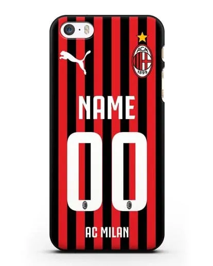 Именной чехол ФК Милан с фамилией и номером силиконовый для iPhone 5/5s/SE