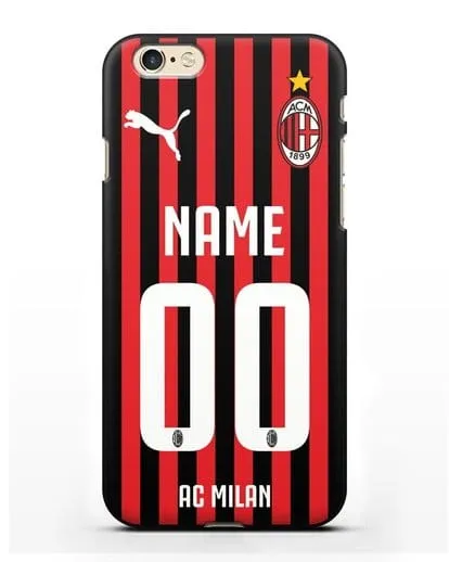 Именной чехол ФК Милан с фамилией и номером силиконовый для iPhone 6