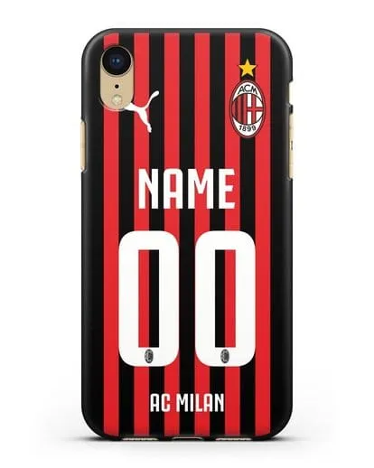 Именной чехол ФК Милан с фамилией и номером силиконовый для iPhone XR