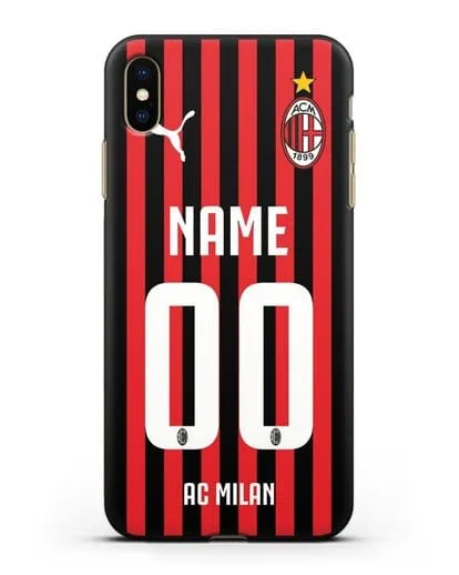 Именной чехол ФК Милан с фамилией и номером силиконовый для iPhone XS Max
