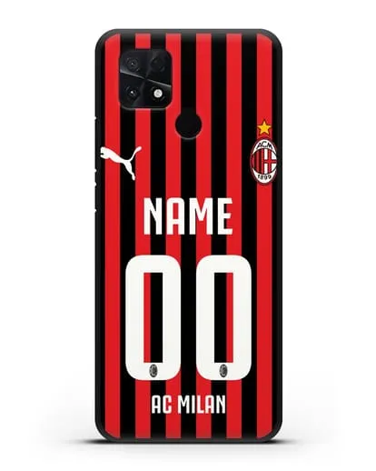 Именной чехол ФК Милан с фамилией и номером силиконовый для Xiaomi Poco C40
