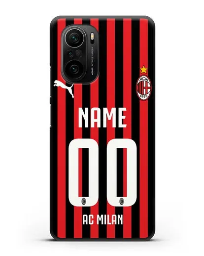 Именной чехол ФК Милан с фамилией и номером силиконовый для Xiaomi Poco F3